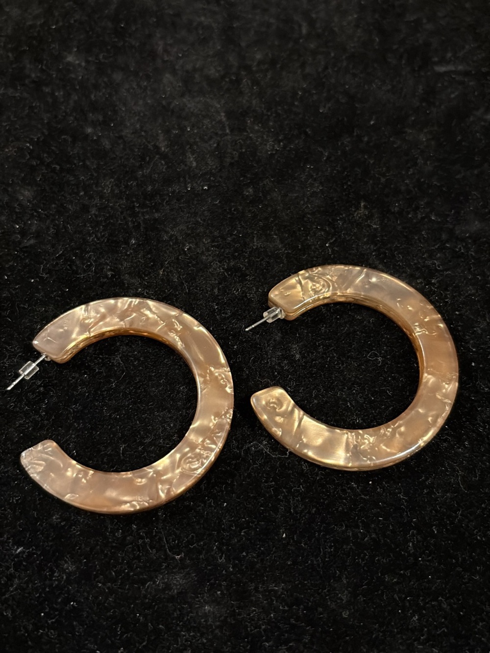 Pearlescent Beige Hoop Earrings - Women Jewelry